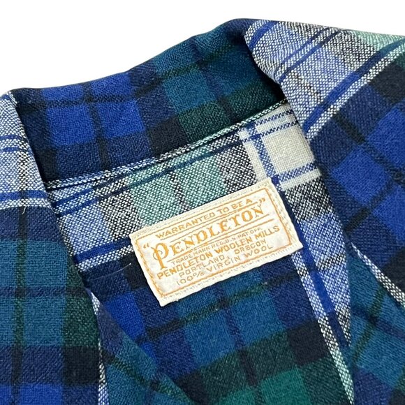 Women’s Vintage Pendleton flannel Navy/green wool *Missing Buttons* 1960s - Picture 3 of 4